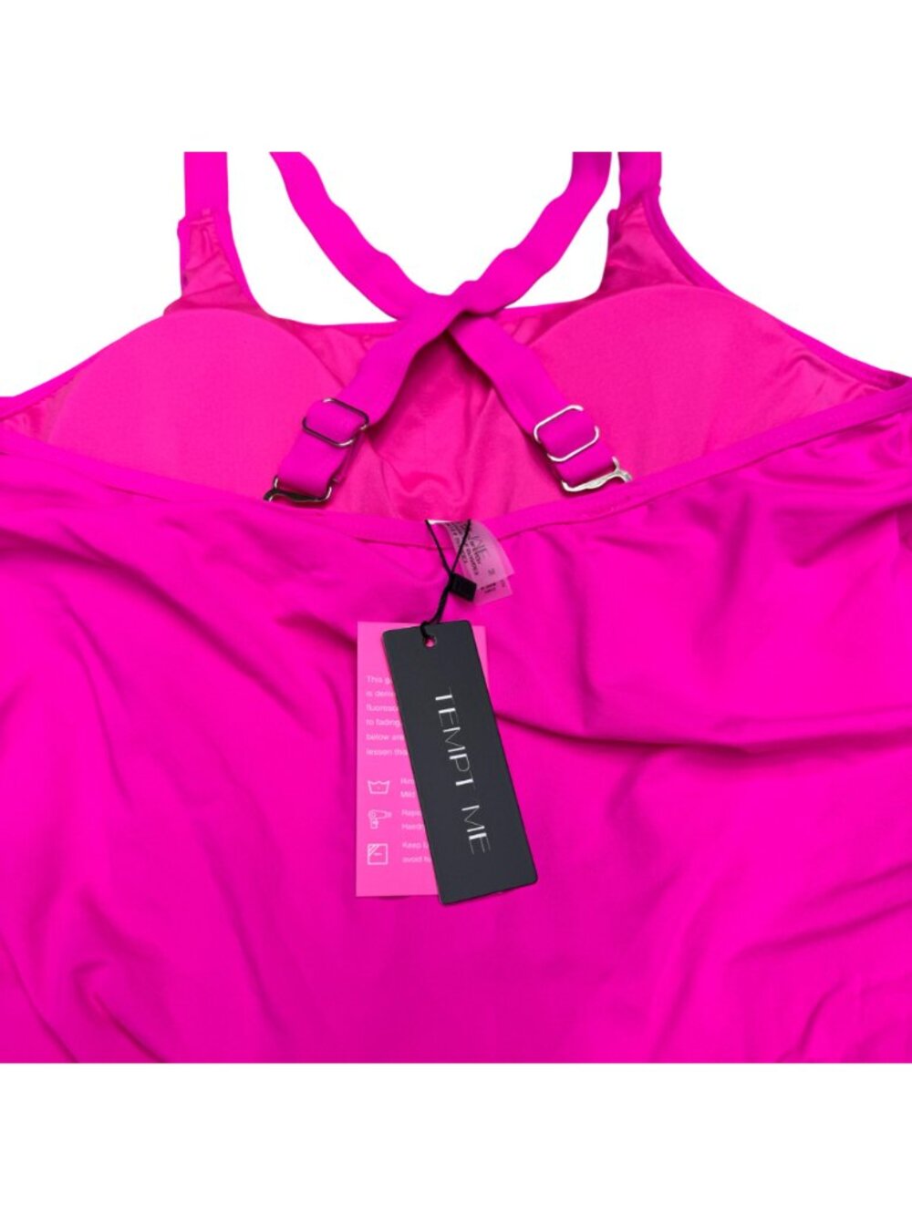 Tempt Me Women's One Piece Swimsuit Romper Built-In Cups Adjustable Straps Sz M - Picture 5 of 8